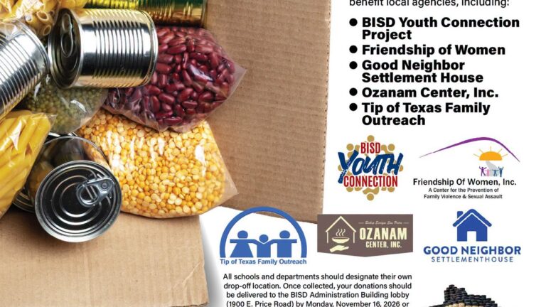 BISD organiza colecta de alimentos enlatados para apoyar a familias durante el Día de Acción de Gracias
